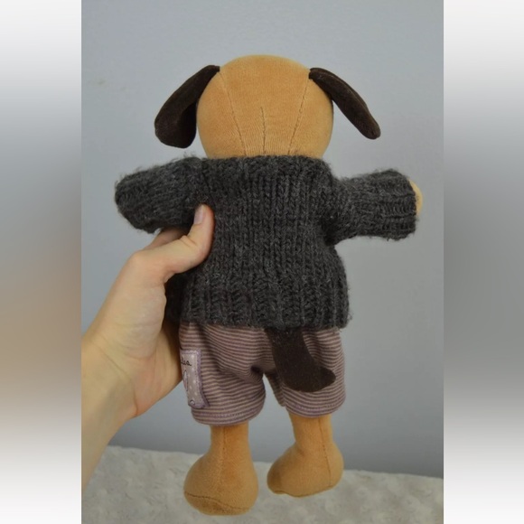 Ragtales Puppy Dog Plush Stuffed Animal Toy Tan Brown Sweater Striped Shorts